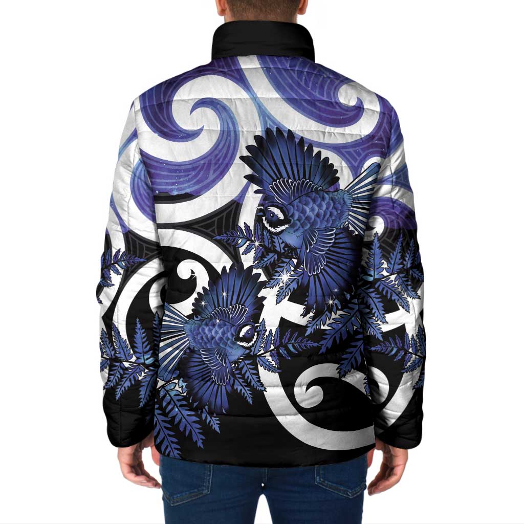 Piwakawaka New Zealand Matariki Padded Jacket Maori New Year Silver Fern Purple Galaxy LT14 - Polynesian Pride