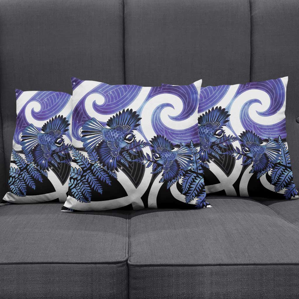 Piwakawaka New Zealand Matariki Pillow Cover Maori New Year Silver Fern Purple Galaxy LT14 - Polynesian Pride