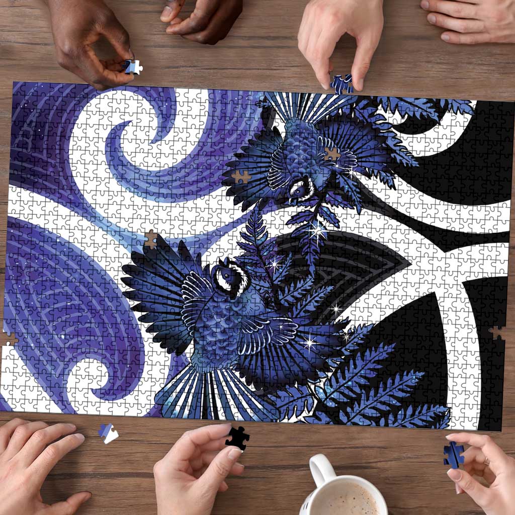 Piwakawaka New Zealand Matariki Puzzle Maori New Year Silver Fern Purple Galaxy LT14 - Polynesian Pride