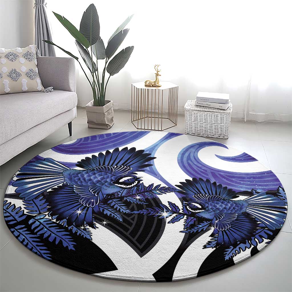 Piwakawaka New Zealand Matariki Round Carpet Maori New Year Silver Fern Purple Galaxy LT14 - Polynesian Pride