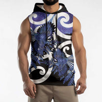 Piwakawaka New Zealand Matariki Sleeveless Hoodie Maori New Year Silver Fern Purple Galaxy LT14 - Polynesian Pride