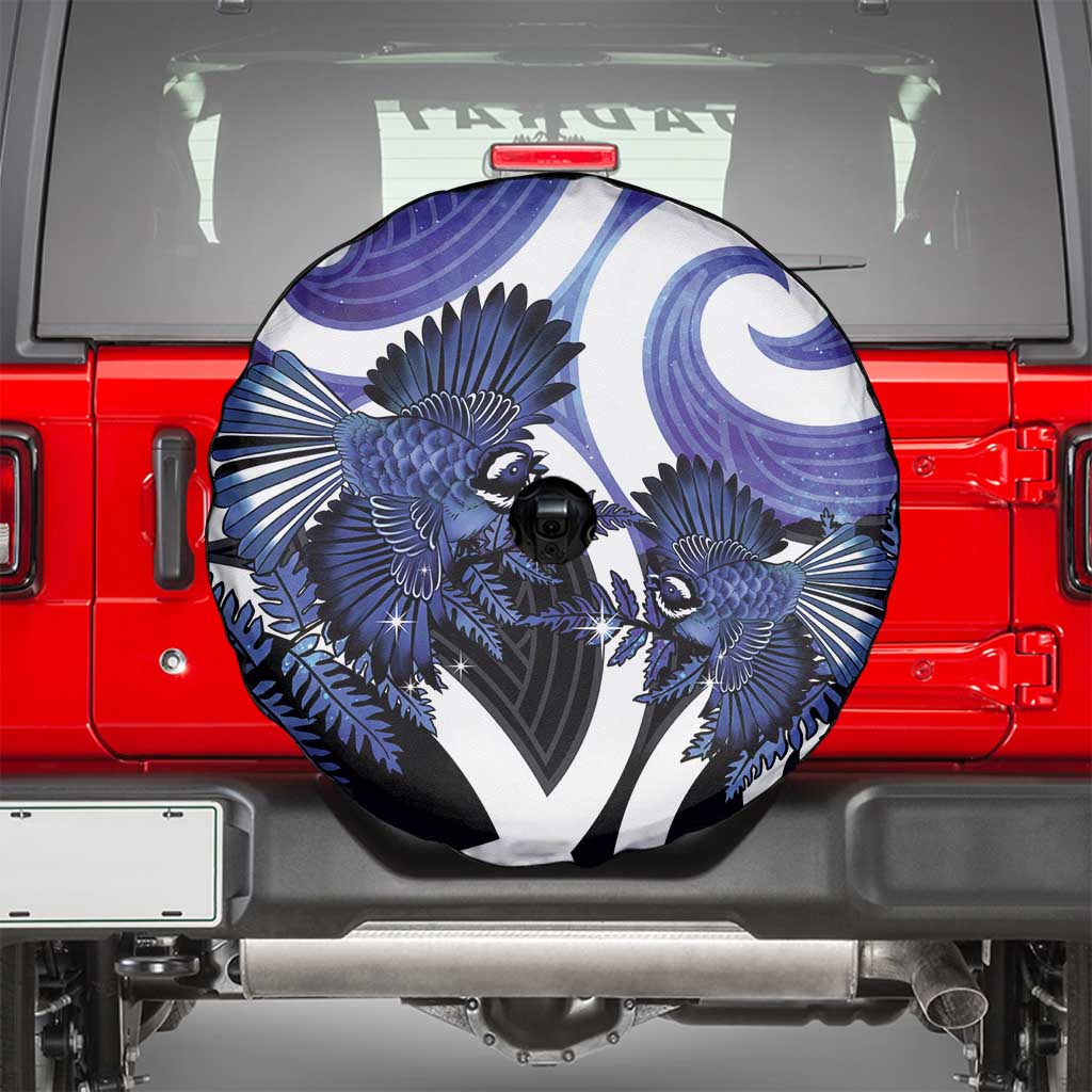 Piwakawaka New Zealand Matariki Spare Tire Cover Maori New Year Silver Fern Purple Galaxy LT14 - Polynesian Pride