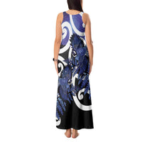 Piwakawaka New Zealand Matariki Tank Maxi Dress Maori New Year Silver Fern Purple Galaxy LT14 - Polynesian Pride