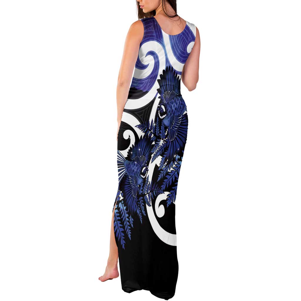 Piwakawaka New Zealand Matariki Tank Maxi Dress Maori New Year Silver Fern Purple Galaxy LT14 - Polynesian Pride