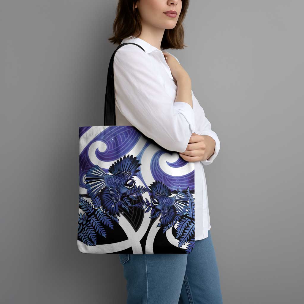 Piwakawaka New Zealand Matariki Tote Bag Maori New Year Silver Fern Purple Galaxy LT14 - Polynesian Pride