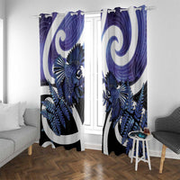 Piwakawaka New Zealand Matariki Window Curtain Maori New Year Silver Fern Purple Galaxy LT14 With Grommets Purple - Polynesian Pride