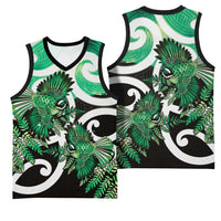 Piwakawaka New Zealand Matariki Basketball Jersey Maori New Year Silver Fern Green Galaxy LT14 - Polynesian Pride
