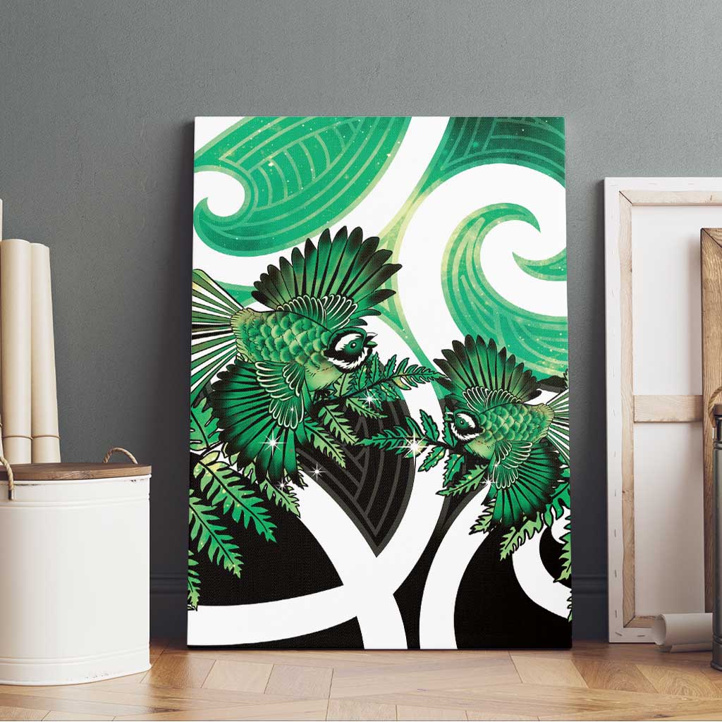 Piwakawaka New Zealand Matariki Canvas Wall Art Maori New Year Silver Fern Green Galaxy LT14 - Polynesian Pride
