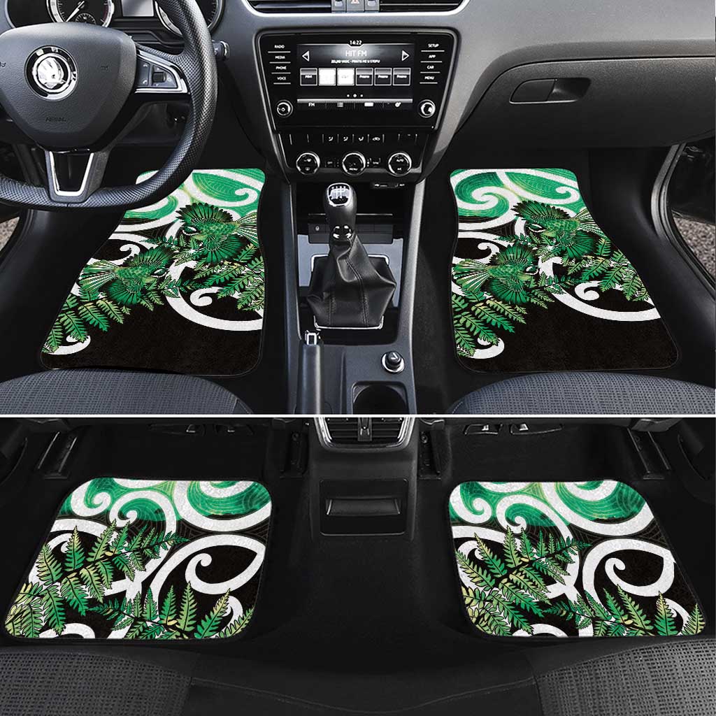 Piwakawaka New Zealand Matariki Car Mats Maori New Year Silver Fern Green Galaxy LT14 Set 4pcs Green - Polynesian Pride