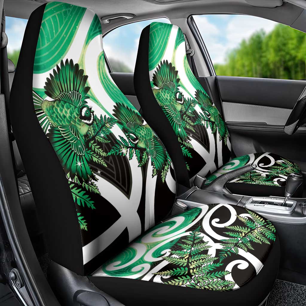 Piwakawaka New Zealand Matariki Car Seat Cover Maori New Year Silver Fern Green Galaxy LT14 - Polynesian Pride