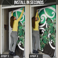 Piwakawaka New Zealand Matariki Door Cover Maori New Year Silver Fern Green Galaxy LT14 - Polynesian Pride