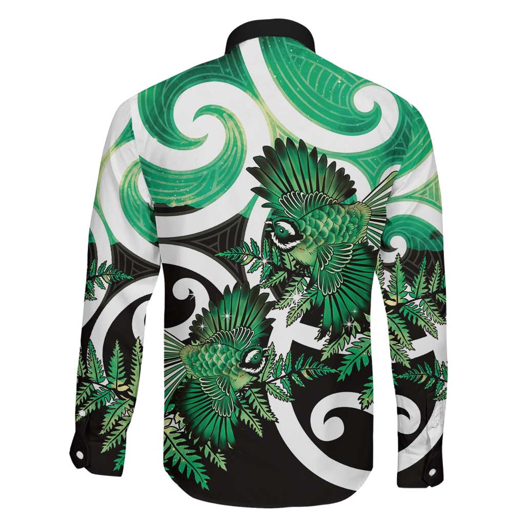 Piwakawaka New Zealand Matariki Family Matching Summer Maxi Dress and Hawaiian Shirt Maori New Year Silver Fern Green Galaxy LT14 - Polynesian Pride