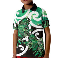 Piwakawaka New Zealand Matariki Kid Polo Shirt Maori New Year Silver Fern Green Galaxy LT14 Kid Green - Polynesian Pride