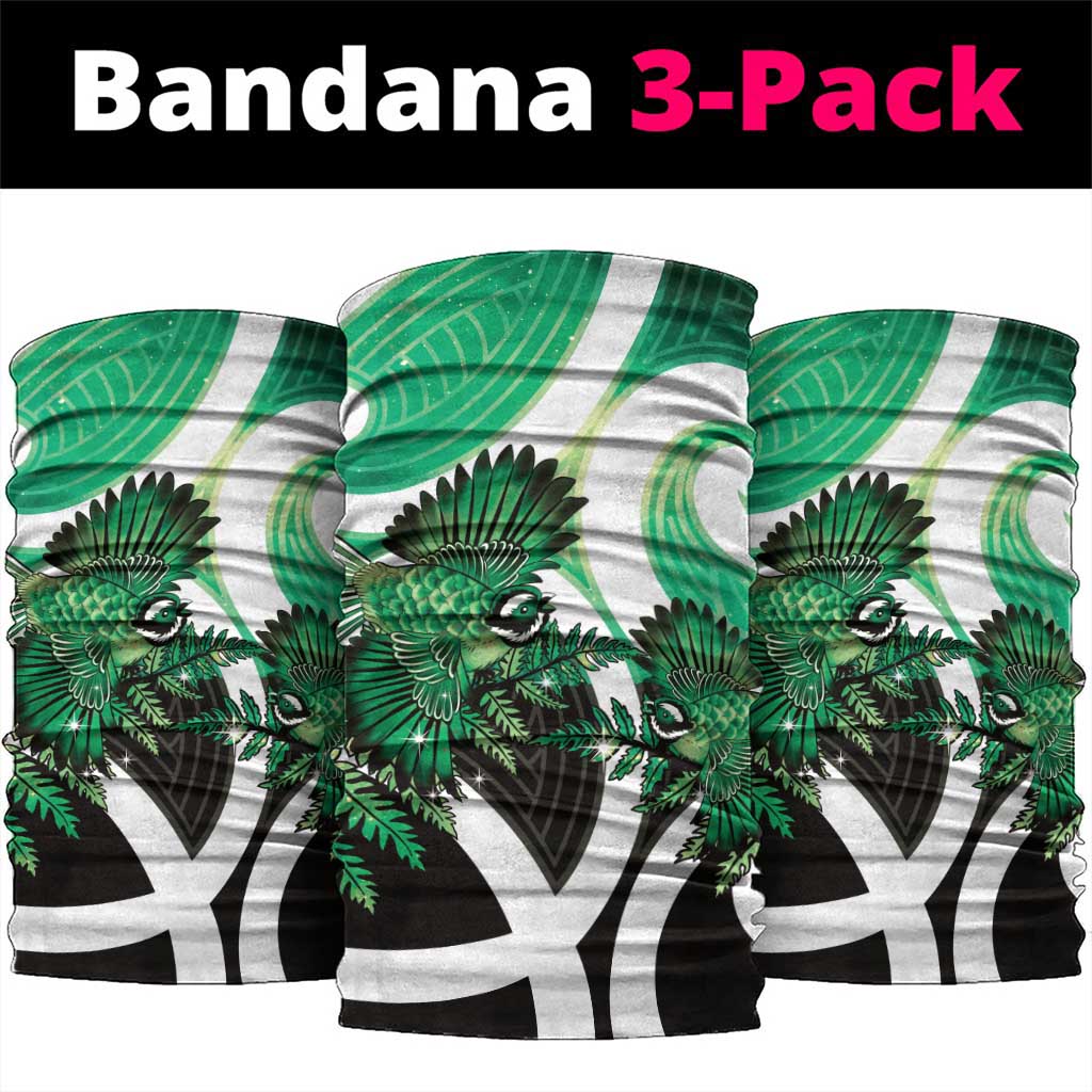 Piwakawaka New Zealand Matariki Neck Gaiter Maori New Year Silver Fern Green Galaxy LT14 package One Size: 25*50cm Green - Polynesian Pride
