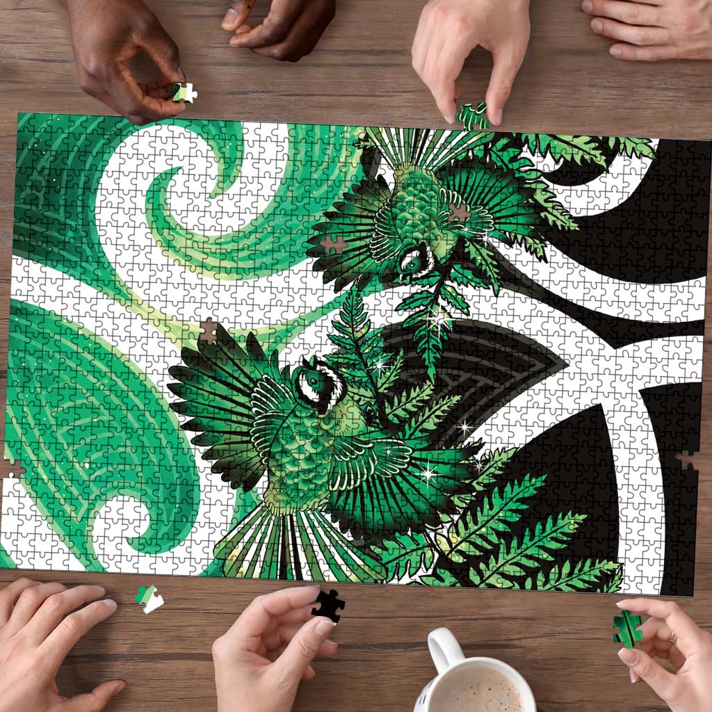 Piwakawaka New Zealand Matariki Puzzle Maori New Year Silver Fern Green Galaxy LT14 - Polynesian Pride