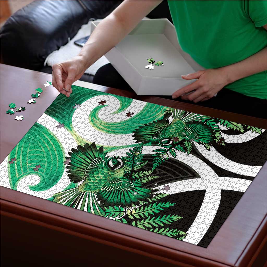 Piwakawaka New Zealand Matariki Puzzle Maori New Year Silver Fern Green Galaxy LT14 - Polynesian Pride