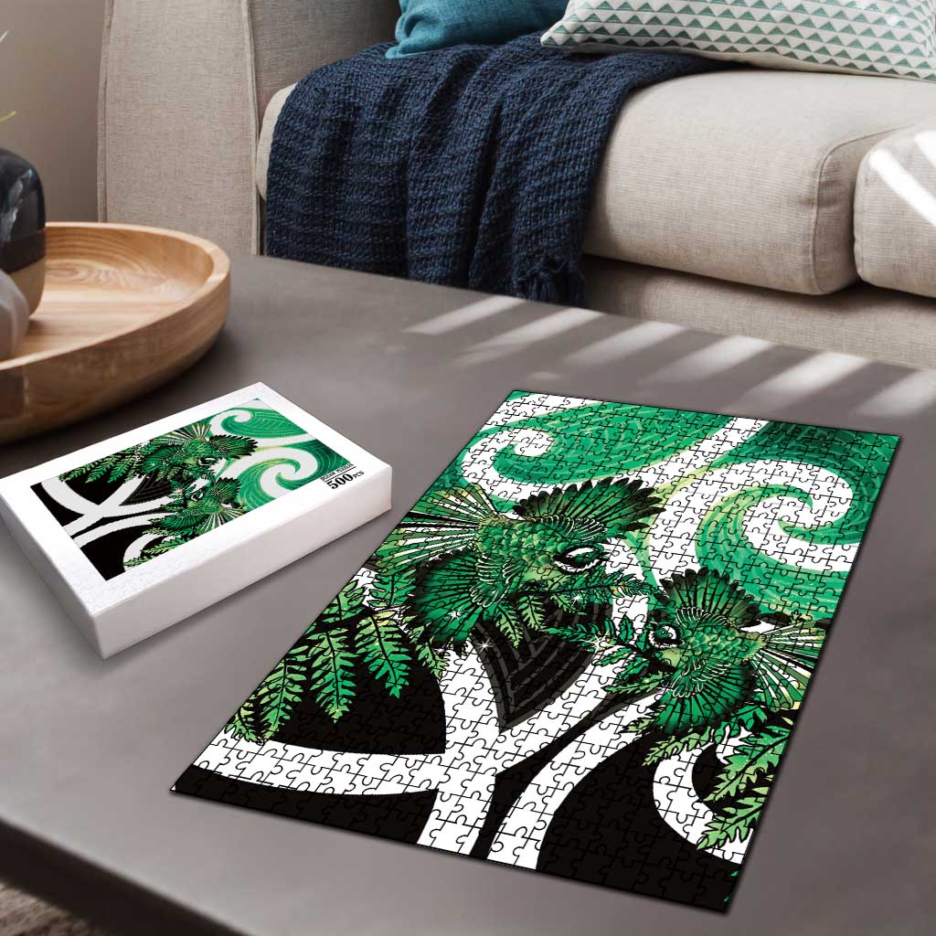 Piwakawaka New Zealand Matariki Puzzle Maori New Year Silver Fern Green Galaxy LT14 - Polynesian Pride