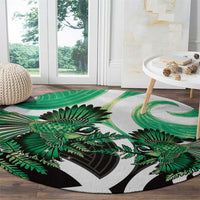 Piwakawaka New Zealand Matariki Round Carpet Maori New Year Silver Fern Green Galaxy LT14 - Polynesian Pride