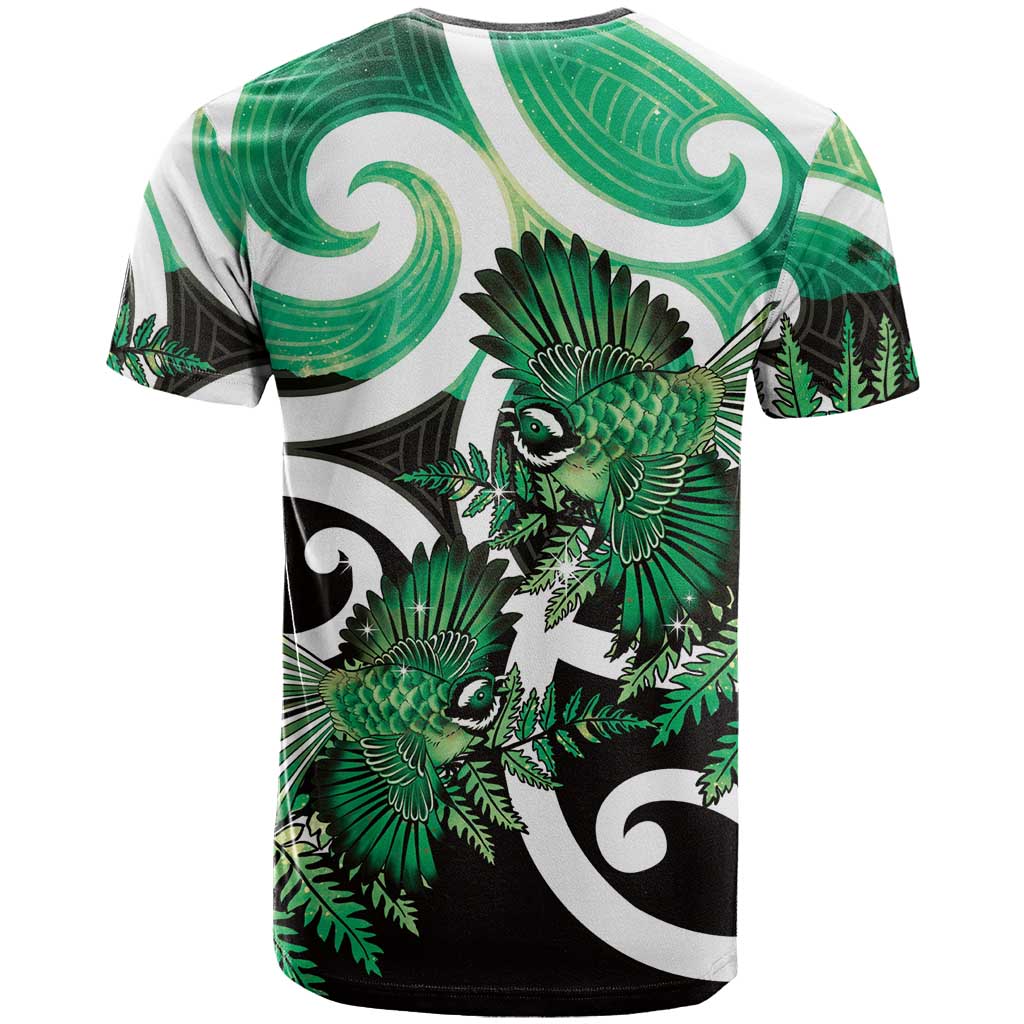 Piwakawaka New Zealand Matariki T Shirt Maori New Year Silver Fern Green Galaxy LT14 - Polynesian Pride