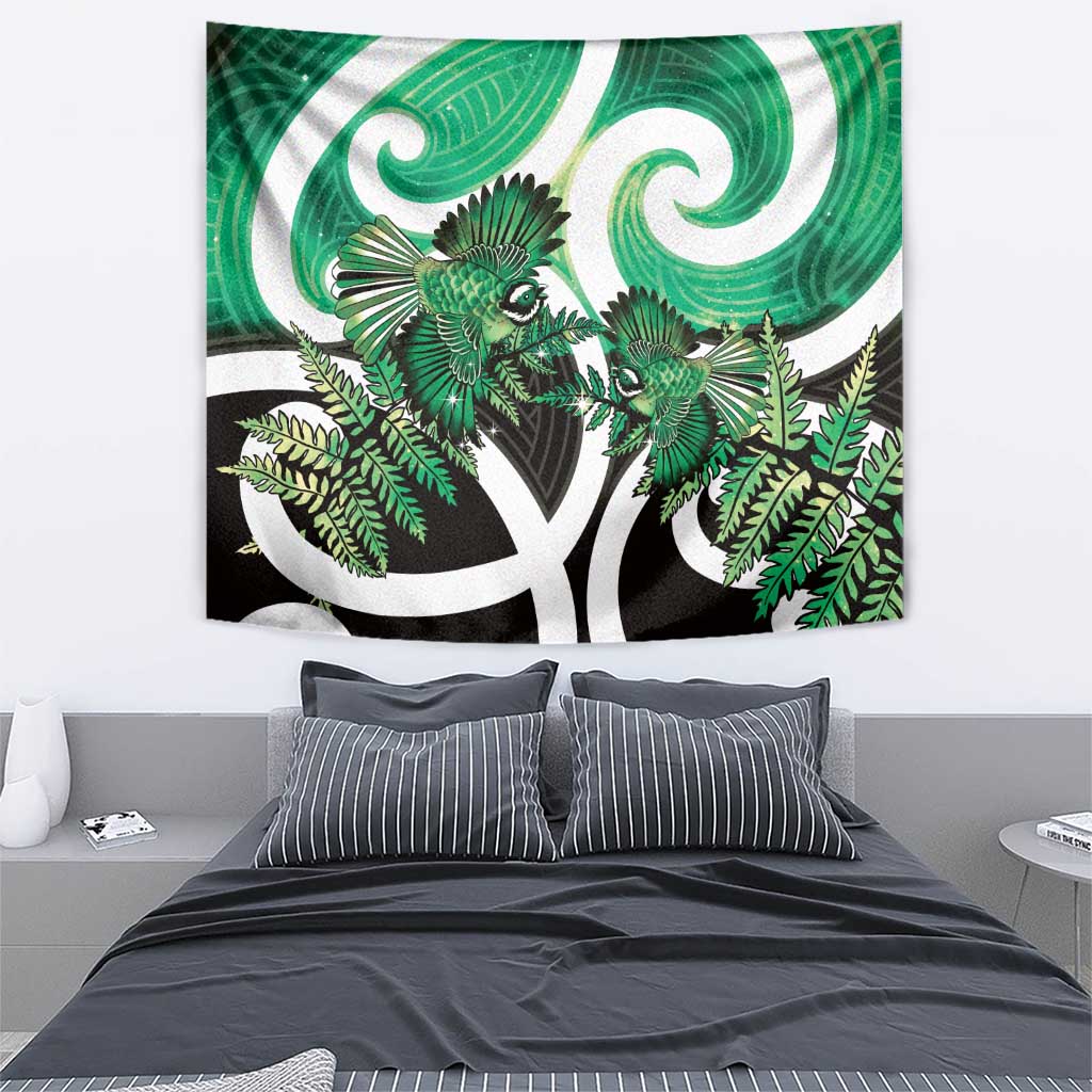 Piwakawaka New Zealand Matariki Tapestry Maori New Year Silver Fern Green Galaxy LT14 - Polynesian Pride