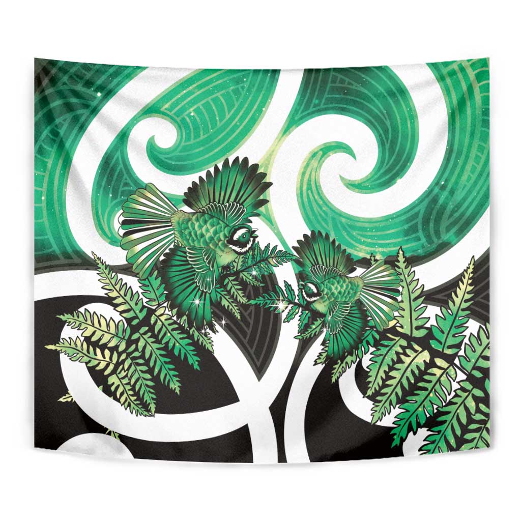 Piwakawaka New Zealand Matariki Tapestry Maori New Year Silver Fern Green Galaxy LT14 - Polynesian Pride