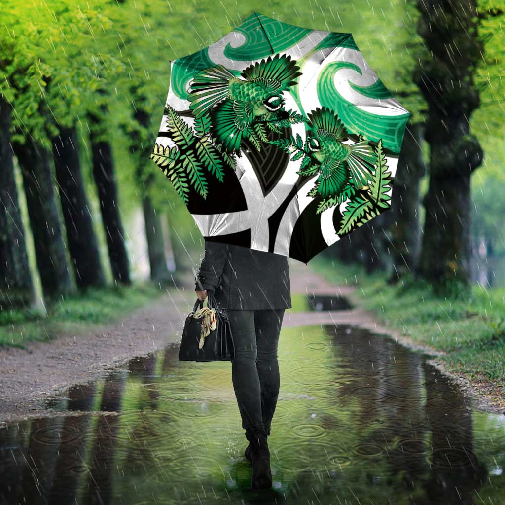 Piwakawaka New Zealand Matariki Umbrella Maori New Year Silver Fern Green Galaxy LT14 - Polynesian Pride