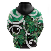 Piwakawaka New Zealand Matariki Zip Hoodie Maori New Year Silver Fern Green Galaxy LT14 - Polynesian Pride