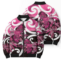 Piwakawaka New Zealand Matariki Bomber Puffer Jacket Maori New Year Silver Fern Pink Galaxy LT14 - Polynesian Pride