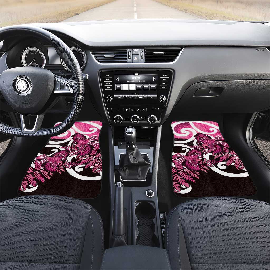 Piwakawaka New Zealand Matariki Car Mats Maori New Year Silver Fern Pink Galaxy LT14 Set 2pcs - Front Pink - Polynesian Pride