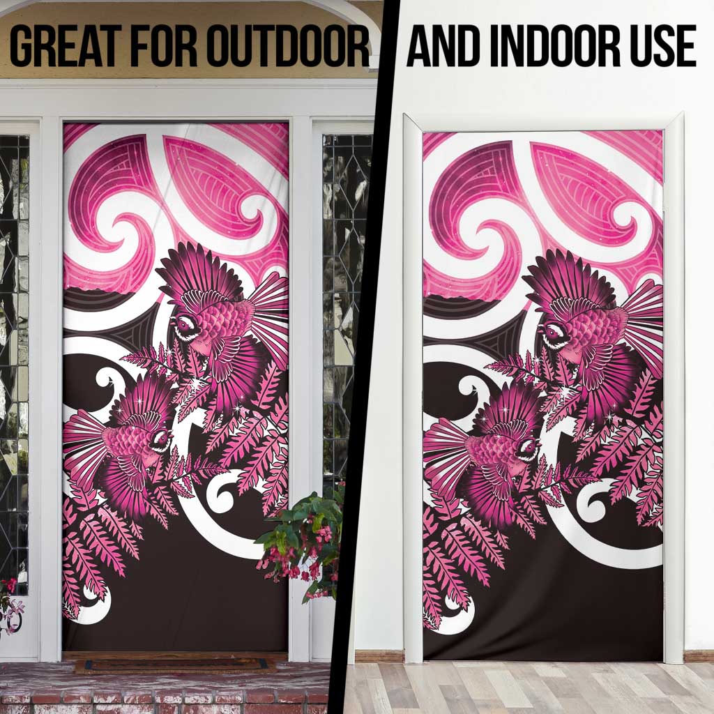 Piwakawaka New Zealand Matariki Door Cover Maori New Year Silver Fern Pink Galaxy LT14 - Polynesian Pride