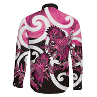 Piwakawaka New Zealand Matariki Family Matching Off Shoulder Maxi Dress and Hawaiian Shirt Maori New Year Silver Fern Pink Galaxy LT14 - Polynesian Pride