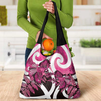 Piwakawaka New Zealand Matariki Grocery Bag Maori New Year Silver Fern Pink Galaxy LT14 - Polynesian Pride