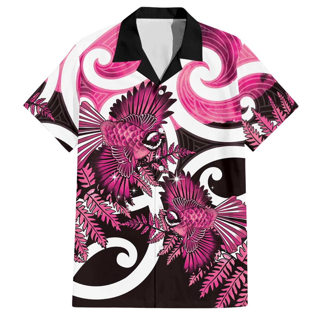 Piwakawaka New Zealand Matariki Hawaiian Shirt Maori New Year Silver Fern Pink Galaxy LT14 Pink - Polynesian Pride