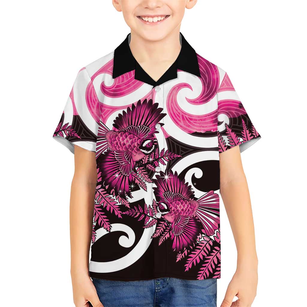 Piwakawaka New Zealand Matariki Hawaiian Shirt Maori New Year Silver Fern Pink Galaxy LT14 - Polynesian Pride