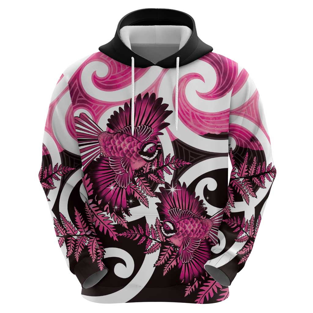 Piwakawaka New Zealand Matariki Hoodie Maori New Year Silver Fern Pink Galaxy LT14 - Polynesian Pride