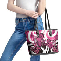 Piwakawaka New Zealand Matariki Leather Tote Bag Maori New Year Silver Fern Pink Galaxy LT14 - Polynesian Pride