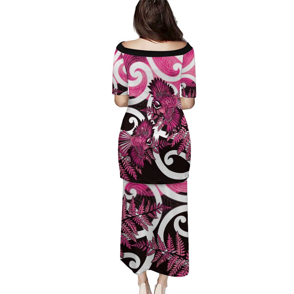 Piwakawaka New Zealand Matariki Puletasi Maori New Year Silver Fern Pink Galaxy LT14 - Polynesian Pride