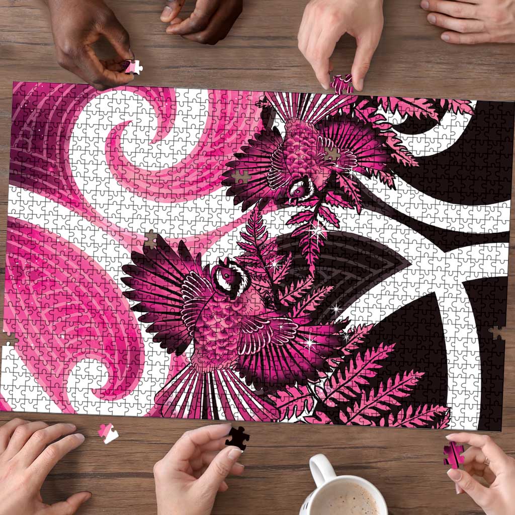 Piwakawaka New Zealand Matariki Puzzle Maori New Year Silver Fern Pink Galaxy LT14 - Polynesian Pride