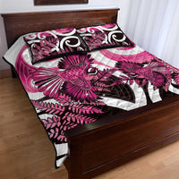 Piwakawaka New Zealand Matariki Quilt Bed Set Maori New Year Silver Fern Pink Galaxy LT14 - Polynesian Pride