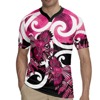 Piwakawaka New Zealand Matariki Rugby Jersey Maori New Year Silver Fern Pink Galaxy LT14 - Polynesian Pride