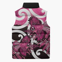 Piwakawaka New Zealand Matariki Sleeveless Puffer Jacket Maori New Year Silver Fern Pink Galaxy LT14 - Polynesian Pride