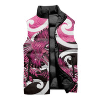 Piwakawaka New Zealand Matariki Sleeveless Puffer Jacket Maori New Year Silver Fern Pink Galaxy LT14 - Polynesian Pride