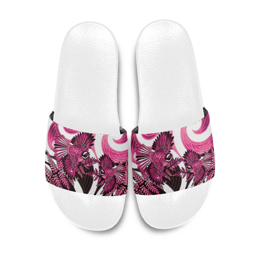 Piwakawaka New Zealand Matariki Slide Sandals Maori New Year Silver Fern Pink Galaxy LT14 Pink - Polynesian Pride