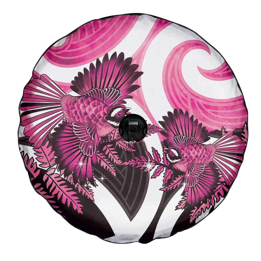 Piwakawaka New Zealand Matariki Spare Tire Cover Maori New Year Silver Fern Pink Galaxy LT14 - Polynesian Pride
