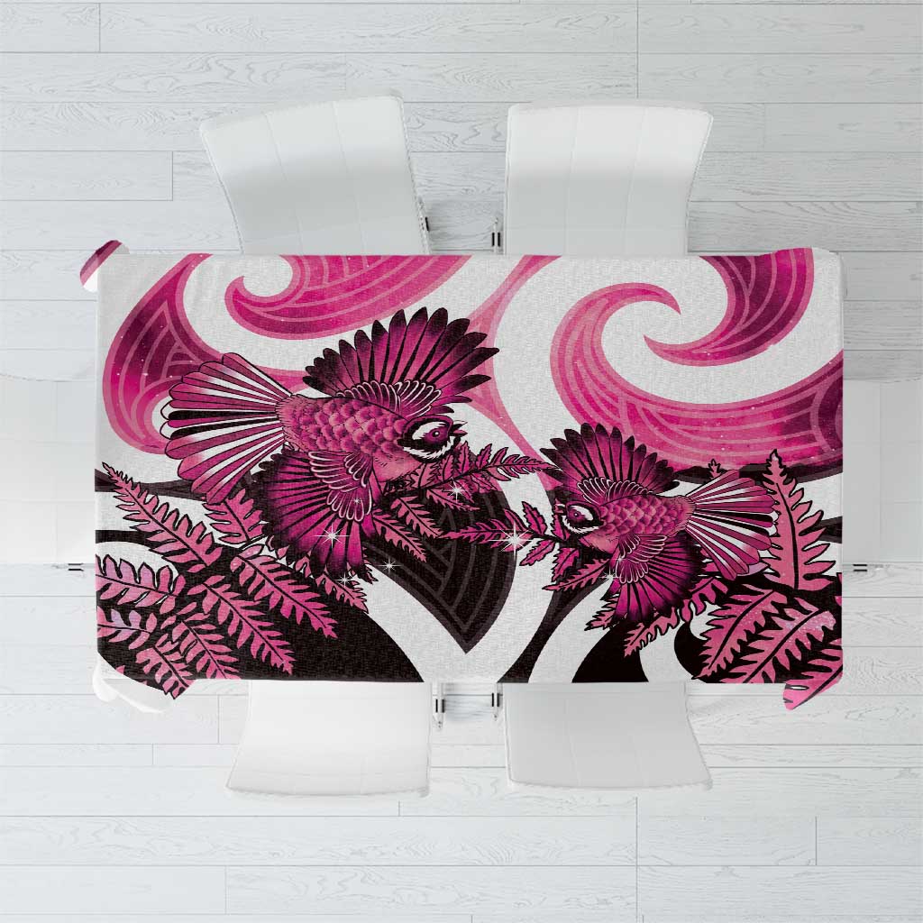 Piwakawaka New Zealand Matariki Tablecloth Maori New Year Silver Fern Pink Galaxy