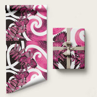 Piwakawaka New Zealand Matariki Wrapping Paper Maori New Year Silver Fern Pink Galaxy LT14 58" × 23" Pink - Polynesian Pride
