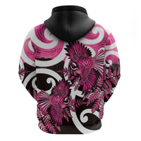 Piwakawaka New Zealand Matariki Zip Hoodie Maori New Year Silver Fern Pink Galaxy LT14 - Polynesian Pride