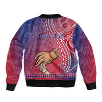 Personalised Father Day Guam Sleeve Zip Bomber Jacket I Love You Dad Guaman Latte Stone LT14 - Polynesian Pride