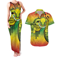 Hawaii Flag Day Couples Matching Tank Maxi Dress and Hawaiian Shirt Kanaka Maoli With Kakau Polynesian Pattern LT14 Green - Polynesian Pride