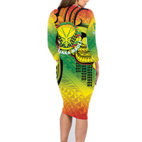 Hawaii Flag Day Family Matching Long Sleeve Bodycon Dress and Hawaiian Shirt Kanaka Maoli With Kakau Polynesian Pattern LT14 - Polynesian Pride
